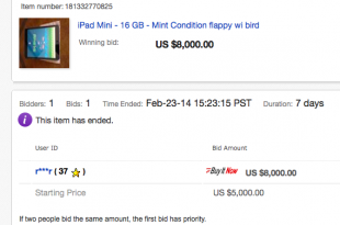 flappy birds 8000 dollari